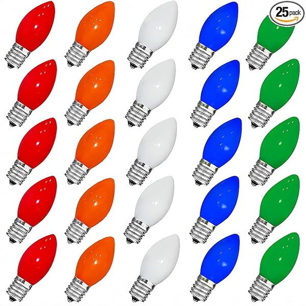 Christmas C7 LED Light Bulbs C7 LED Bulbs 25 Pack C7 LED Replacement Bulbs C7 LED - Outdoor Lighting Accessory | Lumora