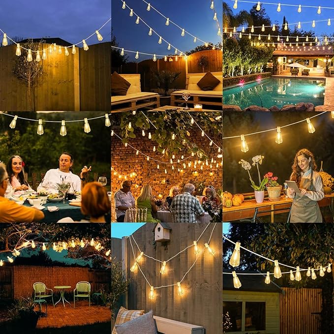 Brightever Outdoor String Light 25 FT, ST38 Patio Lights with 13 Edison Bulbs, Waterproof Connectable Hanging | Lumora