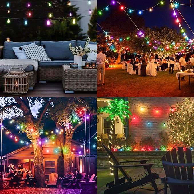 Achin Outdoor String Lights Multicolor - 25FT Colored Patio Lights Waterproof with 13+1 ST38 LED Colorful Bulbs | Lumora
