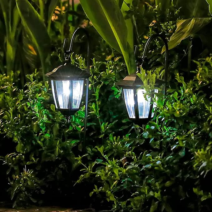 Viewsun 34 Inch Hanging Solar Lights, Shepherd Hook Lights with 2 Shepherd Hooks Waterproof Outdoor Decorative | Lumora