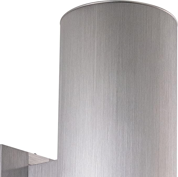 VAXCEL Chiasso Modern Outdoor Porch Light, 5" W x 14.25" H 2-Light Silver Cylinder Wall Sconce, Waterproof Up and Down Wall Light for Porch, Patio, Deck, or Front Door