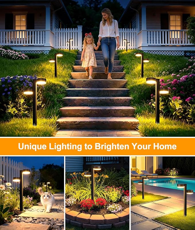 Solar Pathway Lights Outdoor Waterproof, 2 Pack with 4 Head Solar Lights Outdoor Super Bright Up to 12Hrs, Auto | Lumora