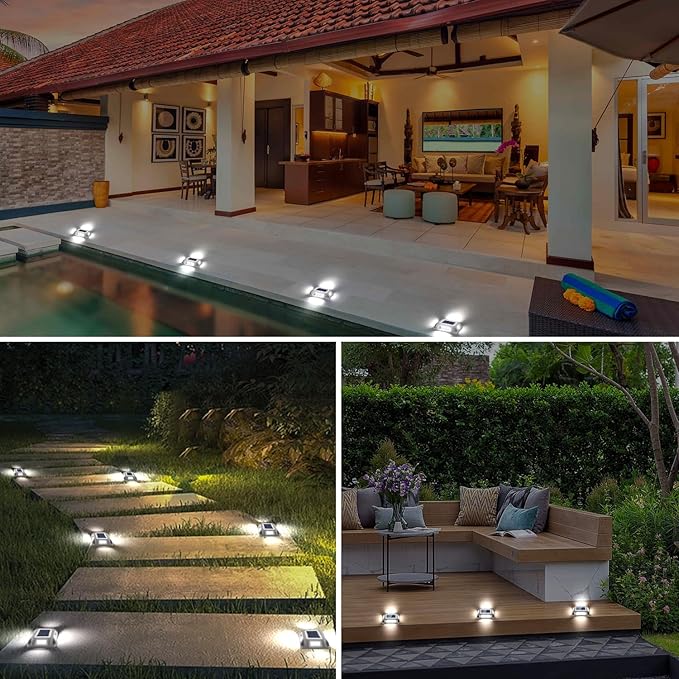 T-SUN Solar Driveway Lights, Solar Pathway Lights Outdoor, 12 Pack LED Ground Driveway Light 6000K Cold White Solar Deck Lights for Path Garden Sidewalk Stair Ground Pathway