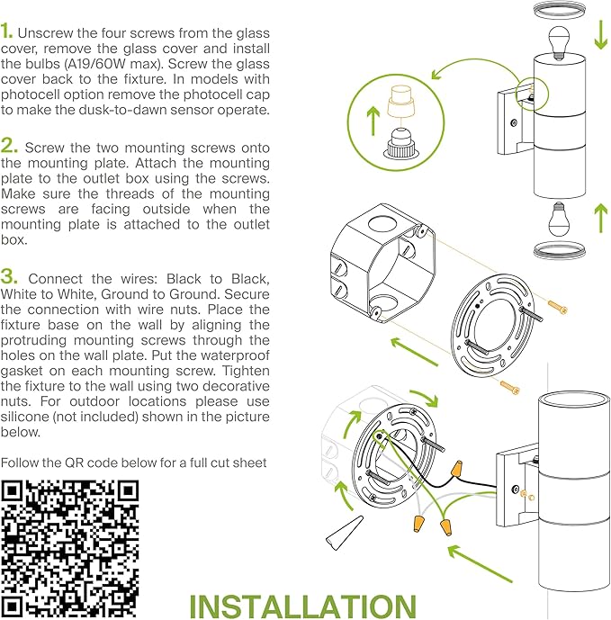 ASD 1 Light Outdoor Wall Light Fixture | 60W E26 Bulb Socket 120V ETL Cylinder Up Down Lights | | Lumora
