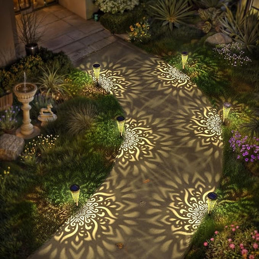 6 Pack Solar Lights Outdoor Garden Decorative Solar Garden Lights with Warm Light Waterproof Solar Pathway Landscape Lights for Path Backyard Walkway Yard Decor, Gardening Gifts for Women