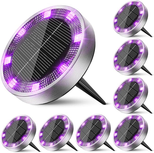 Peasur Solar Ground Lights Outdoor, 8 Pack Flat Solar Powered Disc Lights, IP68 Waterproof, Anti-Rust, Landscape | Lumora
