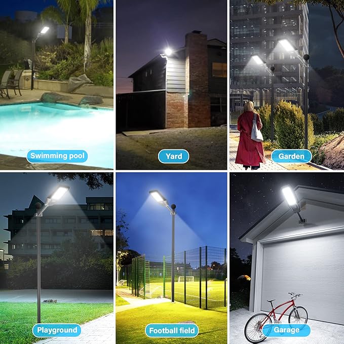 Solar Street Lights 300 W 2 Packs LED Solar Street Lights Outdoor IP66 Waterproof 30000 LM 6500 K Outdoor Street Light Dusk to Dawn Solar Power Lights with Motion Sensor and Remote Control for Path