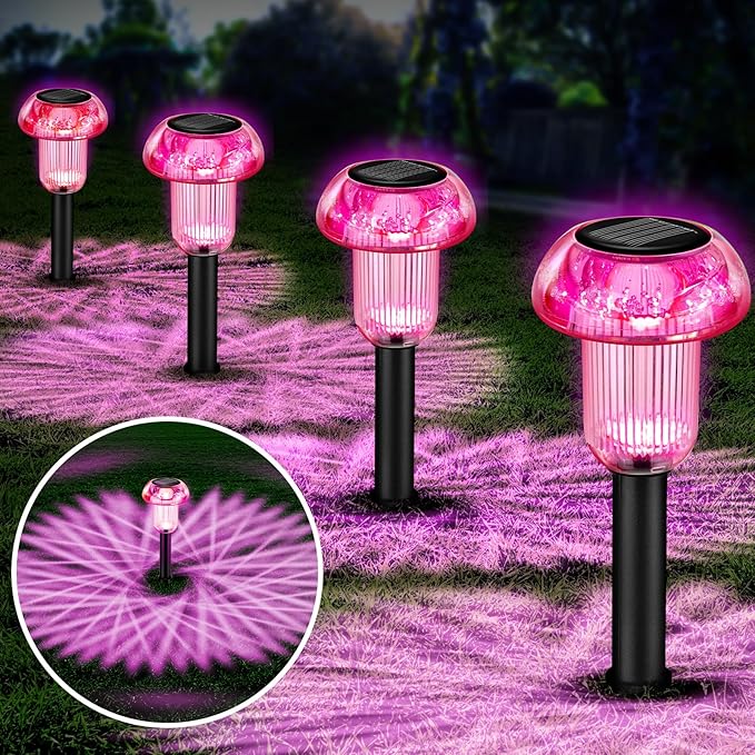 Easter Solar Pathway Lights Outdoor Decorative 4 Pack, Purple LED Mushroom Solar Lights Outdoor Waterproof Solar | Lumora