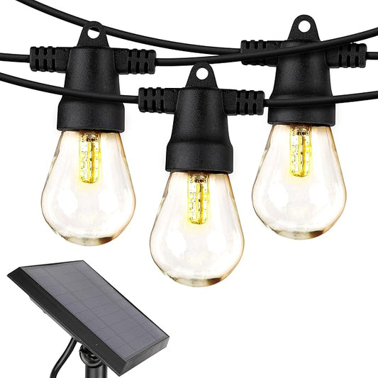 Brightech Bundled: 75Ft, 25 Bulbs Ambience Pro Solar Powered Outdoor String Lights, Commercial Grade Waterproof Patio Lights, 25 Edison Bulbs, Shatterproof LED Solar Christmas String Lights - 1W