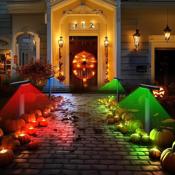 Solar Pathway Lights Outdoor 6 Pack, 360° Adjustable Panel, Multicolor 200LM Solar Powered Path Lights, 12H Lasting, IP65 Waterproof Landscape Lighting for Walkway Yard Garden