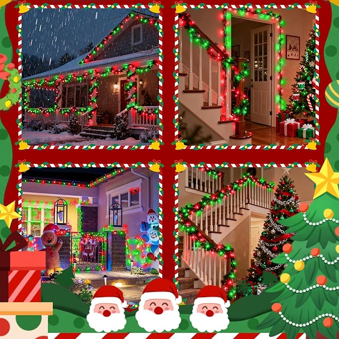 2026 New Voice Control 88ft 240LED Smart Christmas String Lights Outdoor/Indoor | String Lights with Remote, 12Modes, 7Voice Commands & Timers, Christmas Twinkle Light for Xmas Tree Decor(Red & Green)