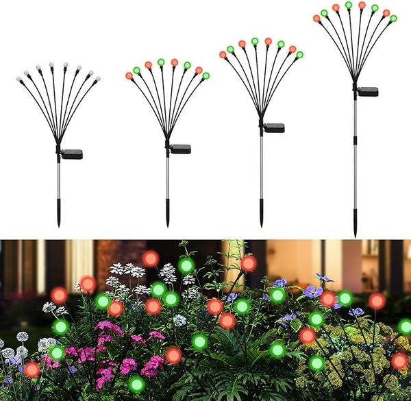Solar Firefly Lights Outdoor Waterproof; 8 Modes Red and Green Firefly Swaying Solar Garden Lights Stakes for | Lumora