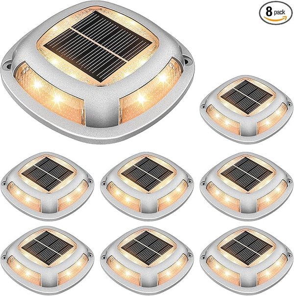 VOLISUN Solar Driveway Lights 8 Pack Waterproof Dock & Deck Marker Lights,2-in-1 Warm White & White LED,IP67 | Lumora