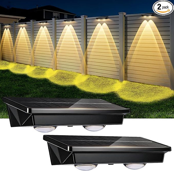 Solar Fence Lights Outdoor,2 Pack Waterproof LED Solar Powered Deck Light with Ultra Bright LED | Lumora