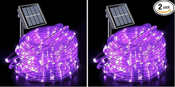 JMEXSUSS 200 LED Purple Solar Halloween Lights, 66 ft Rope Lights Outdoor Waterproof, PVC Tube Purple Christmas | Lumora