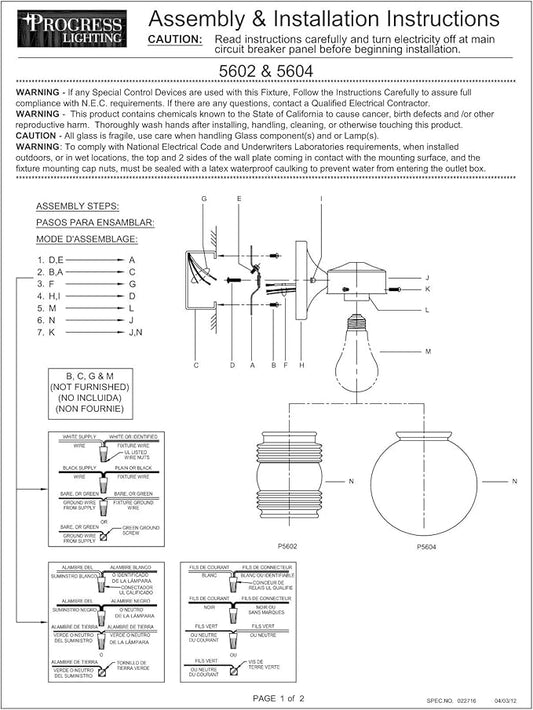 Progress Lighting 1-Light Clear Glass Traditional Outdoor Wall Lantern Light, Outdoor, P5602-30, White