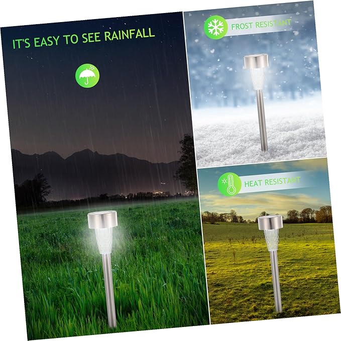 TEHAUX 12pcs Solar Pathway Lights Outdoor Stainless Steel Solar Stake Lights for Patio Walkway Garden Decoration