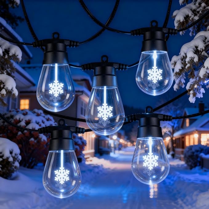 LED Outdoor String Lights, 50FT Patio Lights with 16Pcs Shatterproof S14 Bulb(1 Spare),4 Lighting Mode, Connectable, Waterproof White Edison Plastic Bulb Hanging Light for Yard Gazebo Porch Décor