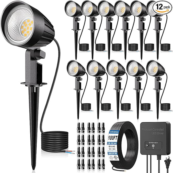 All-in-One Low Voltage Landscape Lighting Kit 12W LED Landscape Lights with 150W Transformer 2700K 12V-24V | Lumora