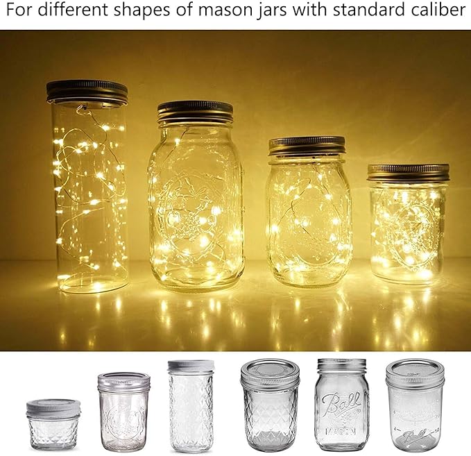 Decorman Solar Mason Jar Lights, 8 Pack Waterproof Fairy Star Firefly Lids String Lights with 8 Hangers for Patio | Lumora