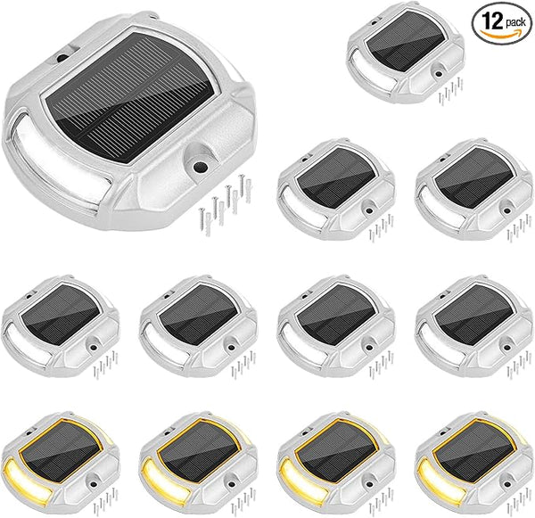 VOLISUN Solar Driveway Lights Dock Deck Lights 12 Pack,2 Colors in 1,Solar Powered Waterproof Outdoor Warning Step | Lumora