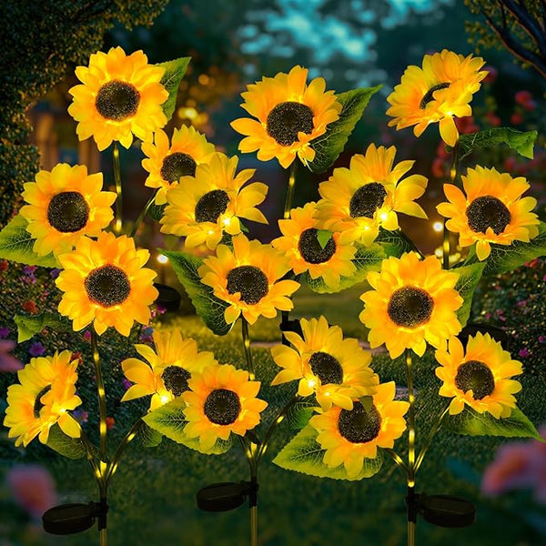 ILLUMINEW 6-Pack Solar Sunflower Garden Lights Outdoor 18 LED Flowers - Waterproof Long-Lasting Solar Patio Lights | Lumora