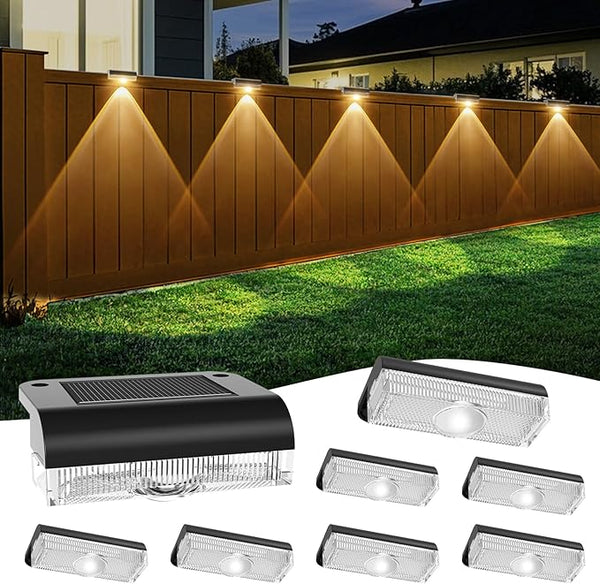 Solar Fence Lights Outdoor, 8 Pack Fence Light Solar Powered Wall Lighting, Deck Lights Waterproof Led for Outside | Lumora