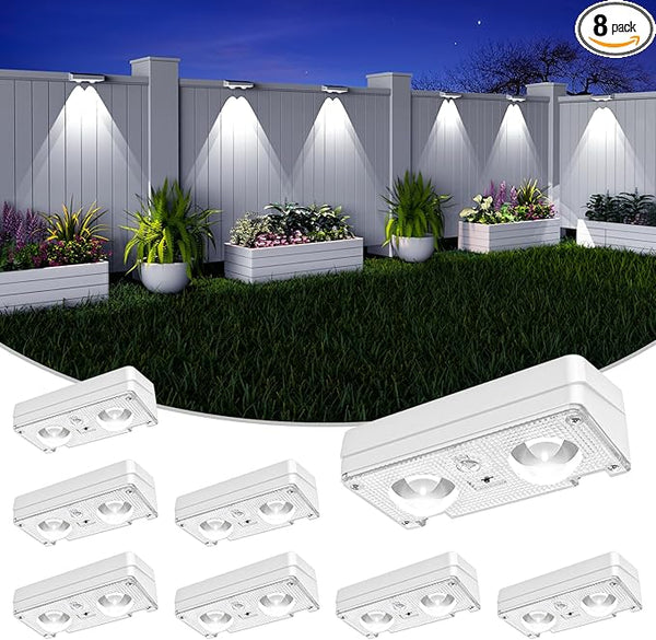 Solar Fence Lights Outdoor Waterproof, 80 Lumens Solar Lights for Fence with Warm White & RGB 8 Colors,Outdoor | Lumora