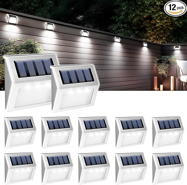 GIGALUMI 12 Pack Solar Fence Lights Outdoor, Waterproof LED Step Lighting Stainless Steel Solar Powered Lights for | Lumora