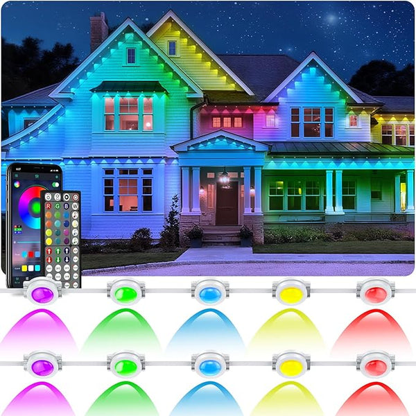 LETIANPAI 400FT Permanent Outdoor Lights,RGB Eaves Lights with App Control Remote,DIY Scene Modes IP67 Waterproof | Lumora
