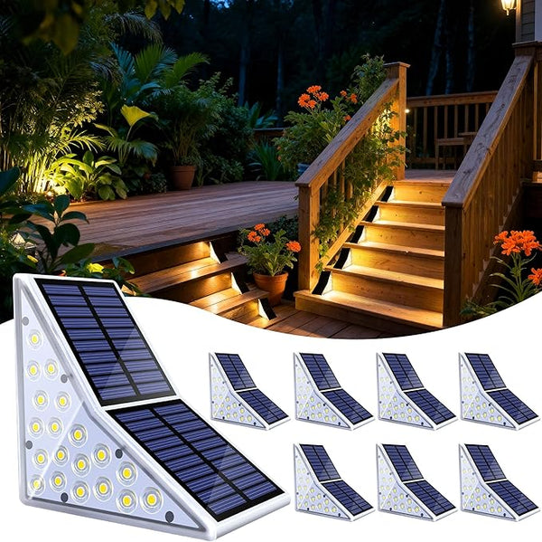 Solar Stair Lights Outdoor, Waterproof IP65 Solar Outdoor Lighting, 1200mAh,19 LED,Outdoor Step Lights,for Garden | Lumora