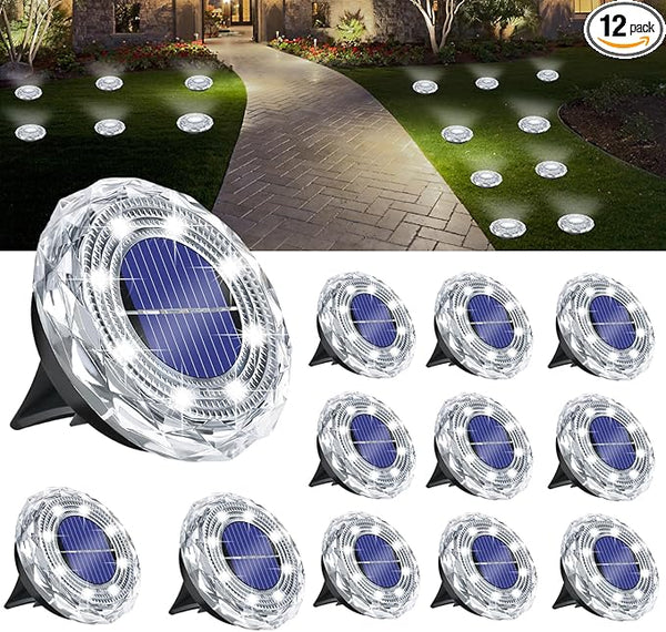Solar Ground Light Outdoor 12 Pack Mini Solar Grounf Lights Waterproof Landscape Lighting Solar Powered Pathway | Lumora
