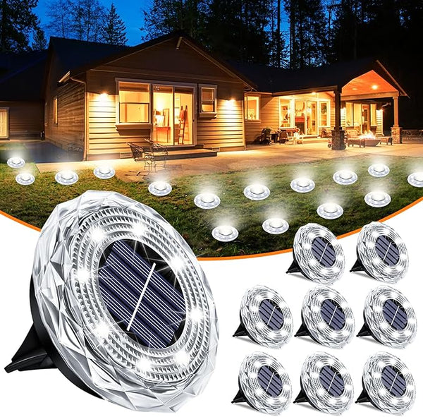 Solar Ground Lights 8 Pack Waterproof Outdoor Solar Lights for Yard Led Solar Garden Lights Bright Solar Powered | Lumora