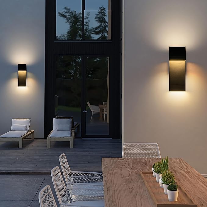 Modern LED Outdoor Wall Sconce Twins Integrated LED Outdoor Wall Mount,Anti Rust Textured Black Suit for Wet | Lumora