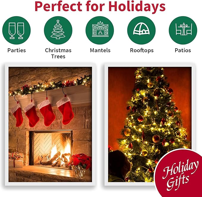 LAMPHOME Clear Christmas String Lights 100 Count 19.6Ft Incandescent Bulb Warm White Mini Lights for Indoor Outdoor Xmas Tree Garland Birthday Wedding Party Festival Decoration, Green Wire