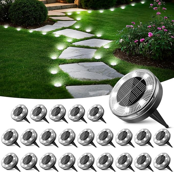 Peasur 24 Pack Solar Ground Lights Outdoor-Cool White | Lumora