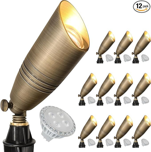 GKOLED Brass LED Outdoor Landscape Spotlights, 12V Low Voltage Spot Light, Waterproof Landscape Lights, Uplighting | Lumora
