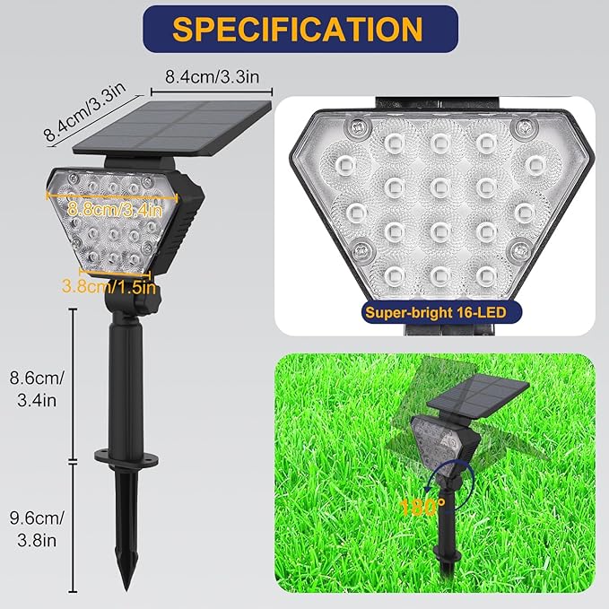 T-SUN Solar Lights Outdoor Waterproof IP65, 12 Pack LED Solar Spot Lights Color Changing IP65 Waterproof Smart Auto | Lumora