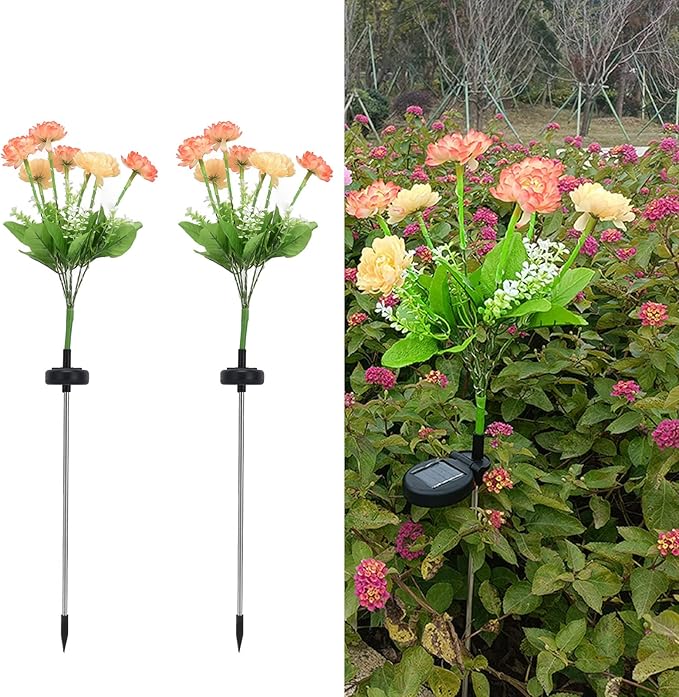 ZJchao Solar LED Flower Lights Garden Patio Lawn Yard Pathway Simulation Decorative Stake Lights for Outdoor