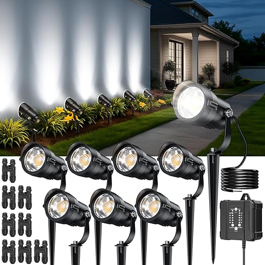 HIBOITEC Low Voltage Landscape Lighting 1200LM 12W with Connectors 100W Transformer - Outdoor Security Flood Light | Lumora