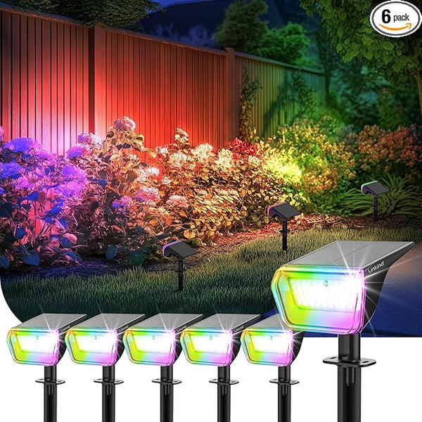 Linkind RGB Solar Christmas Lights Outdoor Spotlights IP67 Waterproof 10 Lighting Modes Solar Color Changing Lights | Lumora