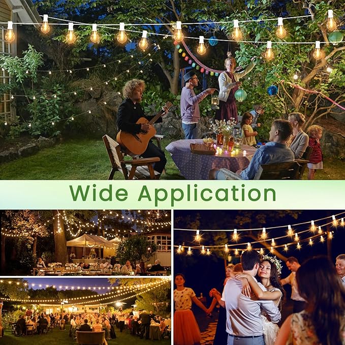 Outdoor String Lights, 100FT LED Patio String Light, String Lights for Outside with 53 LED Bulbs (3 Spare), White | Lumora