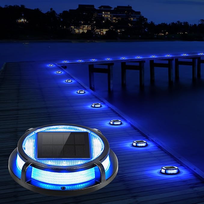 LUTEC 4 Pack Solar Deck Lights Driveway Dock 12 LEDs Light Solar Powered Outdoor Waterproof Road Markers for Step | Lumora