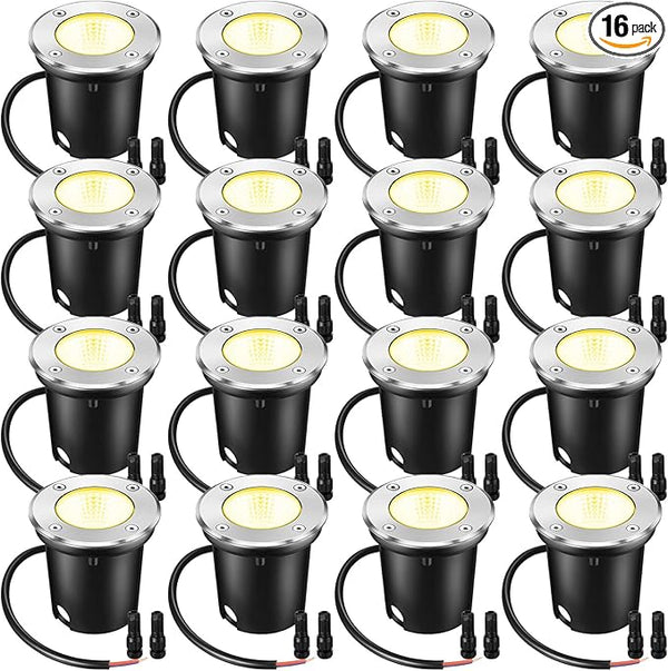 Yahenda 16 Pcs 3W LED Well Lights Low Voltage Outdoor Landscape In Ground Waterproof Outdoor 12V-24V Landscape | Lumora