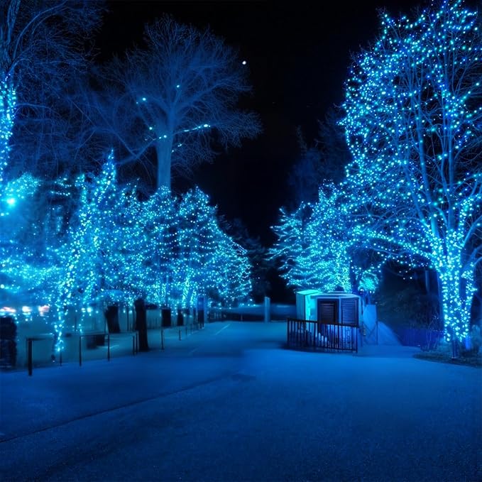 25ft 50 Counts Aqua LED Christmas Lights - Commercial Grade Outdoor Waterproof, Wide Angle Green Wire, Xmas Tree Lights, IP65, UL Listed