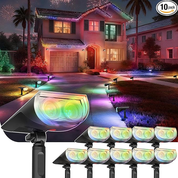 Linkind Solar Lights Outdoor StarRayS, Color Changing Solar Spot Lights, IP67 Waterproof St Patricks Day Lights for | Lumora