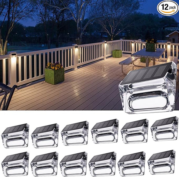 Solar Outdoor Lights, 12 Pack Solar Fence Lights, Deck Lights Waterproof Solar Powered Outside Lighting for Step | Lumora