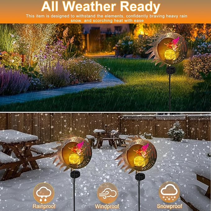 Garden Solar Lights Decor,Sun Moon Fairy Pathway Outdoor Stake Lights,Landscape Lights for Yard,Thanksgiving Day,Christmas Day,Valentine's Day Gift