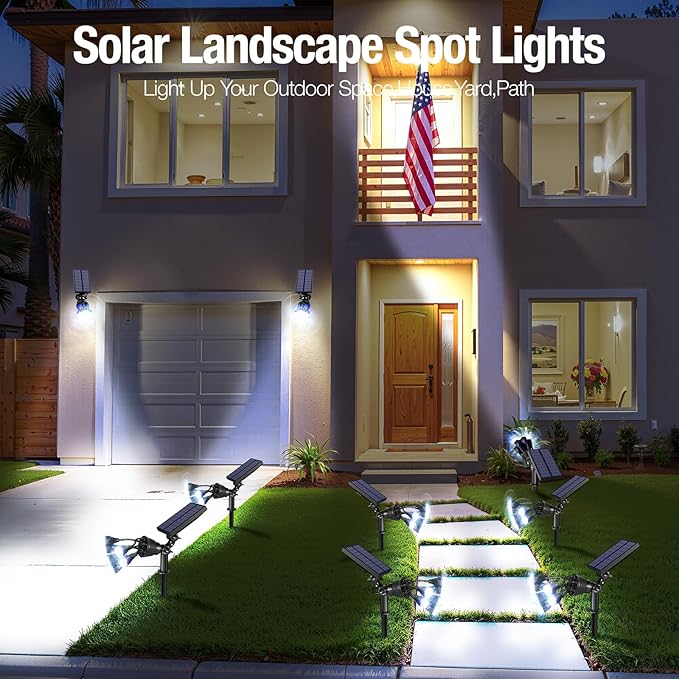 Solar Spot Lights Outdoor 1000LM, IP68 Waterproof Solar Lights Outdoor with 7x360° Adjustable Metal Hose, 4 | Lumora