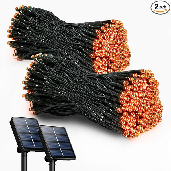 2 Pack Solar Christmas Lights Outdoor, 72FT 200 LED Solar String Lights with 8 Lighting Modes, IP65 Waterproof | Lumora